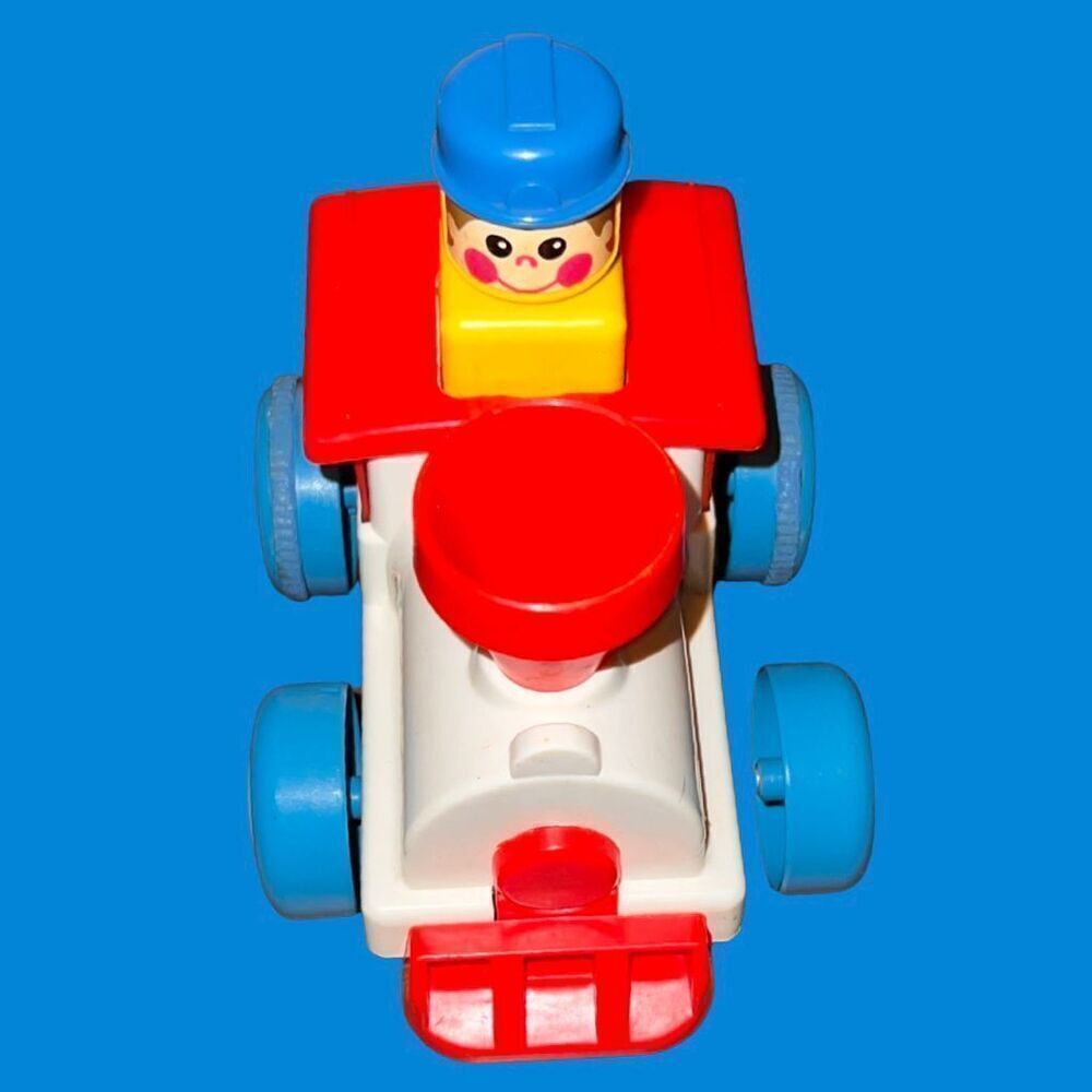 Vintage Push N Go Cho Cho Train White & Red Tomy Toys 1975 Works B9
